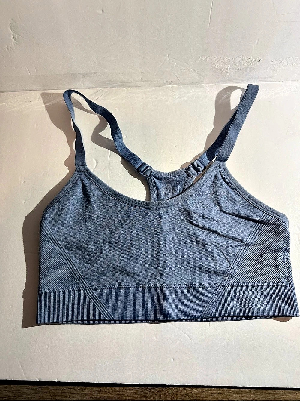 Blue Seamless Racerback Sports Bra